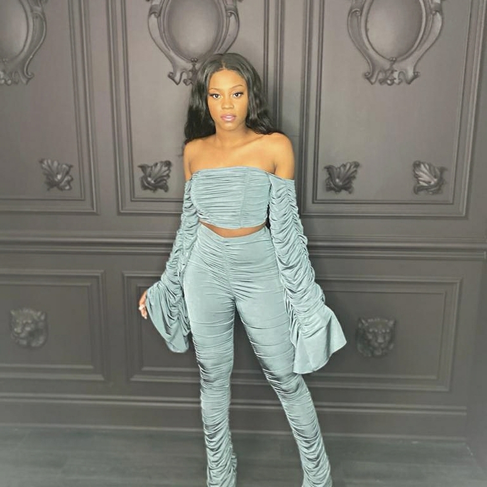 Brand New Two Piece Ruched Pant Set